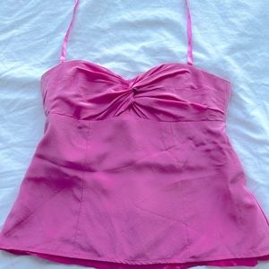❤️ Pure silk strapless / halter evening top in pink with boning